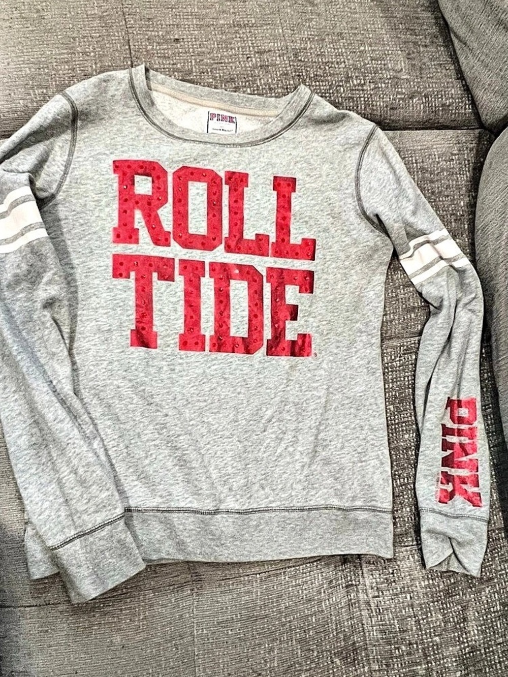 Victoria's Secret PINK Alabama Roll Tide Graphic Sweatshirt Gray Large
